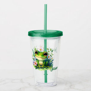 Glücklicher grüner Frosch für Kinder Acryltrinkbecher