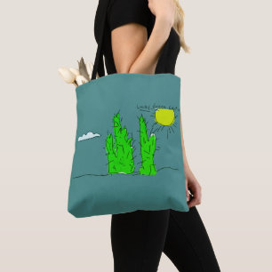 Glücklicher Grüner Kaktus Doodle Funky Tragetasche Tasche
