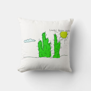 Glücklicher Grüner Kaktus Doodle Funky Wurf Kissen