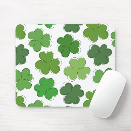 Glücklicher grüner Klee. Kontur Kleeblatt. Mousepad (Mit Mouse)