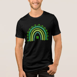 Glücklicher Grüner Kleeblatt-Regenbogen St. Patric Tri-Blend Shirt