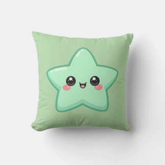 Glücklicher Grüner Stern Kawaii Kissen 
