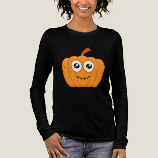 Glücklicher gruseliger Chibi-Kürbis Tri-Blend Shirt (Vorderseite)