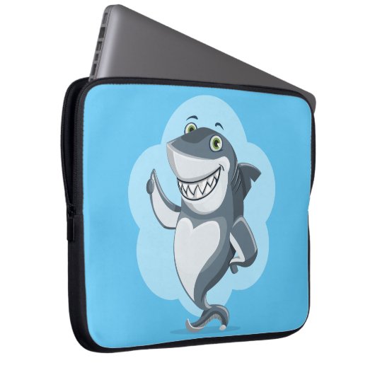 Glücklicher Haifisch Laptopschutzhülle (Vorne Rechts)