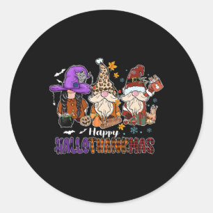 Glücklicher Hallothankmas Gnomeis Halloween-Ernted Runder Aufkleber