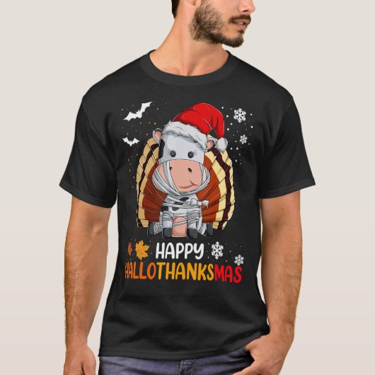 Glücklicher Hallothanksmas Erntedank Xmas Hallowee T-Shirt (Vorderseite)