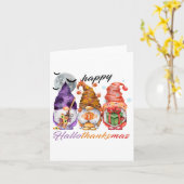 Glücklicher Hallothanksmas Gnome Happy Thanksgivin Karte (Gelbe Blume)