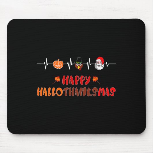 Glücklicher Hallothanksmas Heartbeat Herbst Ernted Mousepad (Vorne)