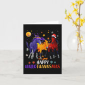 Glücklicher Hallothanksmas PferdeHalloween-Ernteda Karte (Gelbe Blume)