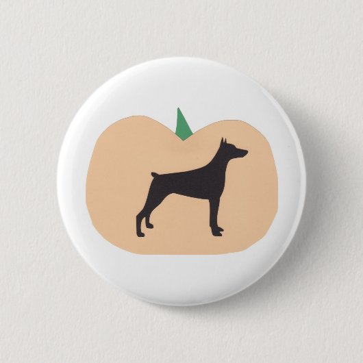 Glücklicher Halloween-DobermannPinscher Button (Vorderseite)