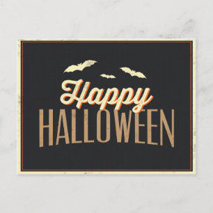 Glücklicher Halloween-Fledermäuse Typografie Gruß Postkarte