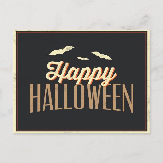 Glücklicher Halloween-Fledermäuse Typografie Gruß Postkarte (Vorderseite)