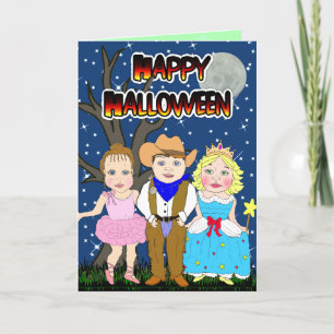 Glücklicher Halloween Kid Cowboy, Prinzessin, Ball Karte