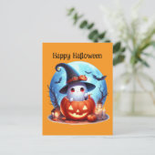 Glücklicher Halloween-Kinderghost Feiertagspostkarte (Stehend Vorderseite)