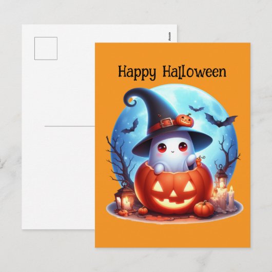 Glücklicher Halloween-Kinderghost Feiertagspostkarte (Vorne/Hinten)