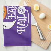 Glücklicher Halloween Kürbis Gespenst Fledermäuse Geschirrtuch (Viertel Falte)