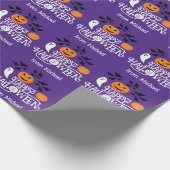 Glücklicher Halloween Kürbis Gespenster Fledermäus Geschenkpapier (Ecke)