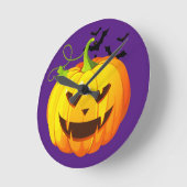 Glücklicher Halloween-Kürbis-Kopf Runde Wanduhr (Winkel)
