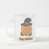 Glücklicher Halloween-Kürbis mit Hut Mattglastasse (Links)