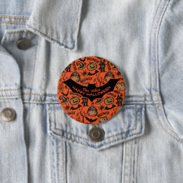 Glücklicher Halloween-Monogramm-Namensschild Button