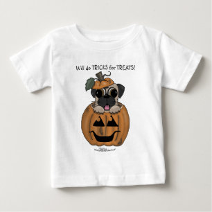 Glücklicher Halloween-Mops in Jack O' Lantern Baby T-shirt