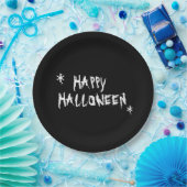 Glücklicher Halloween Schwarz-weißer beängstigende Pappteller (Party)