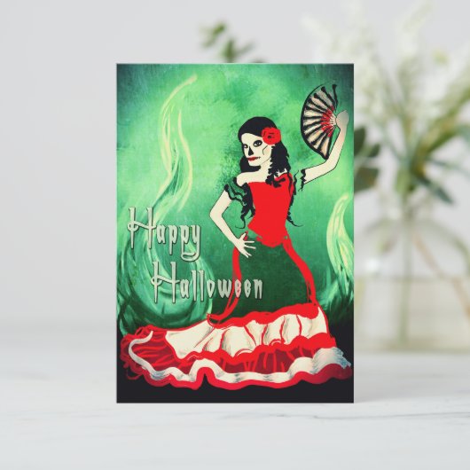 glücklicher halloween spanischer tänzer einladung (Stehend Vorderseite)