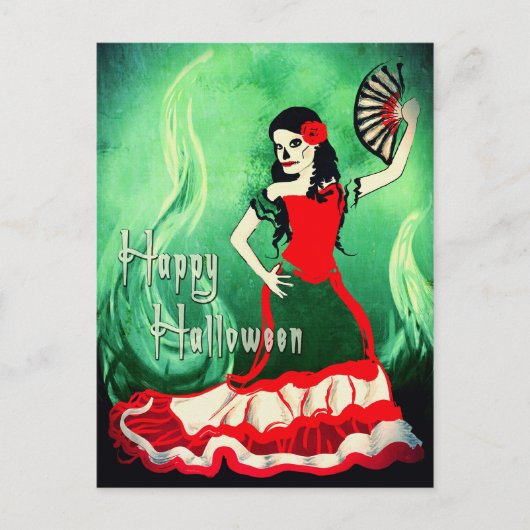 glücklicher halloween spanischer tänzer postkarte (Vorderseite)