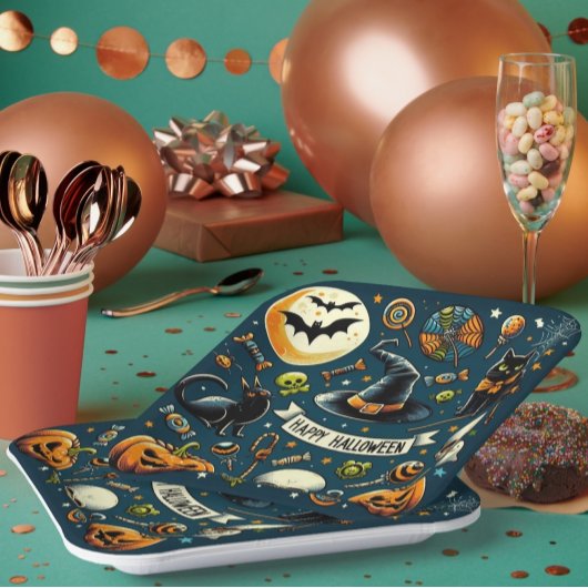 Glücklicher Halloween Spaß & Spooky Pappteller