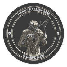 Glücklicher Halloween-Sticker mit musizierendem To