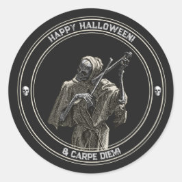 Glücklicher Halloween-Sticker mit musizierendem To Runder Aufkleber