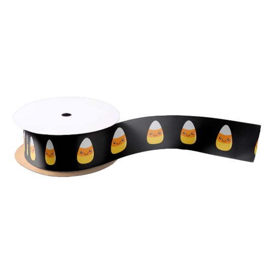 Glücklicher Halloween-Süßigkeits-Mais Emoji Satinband