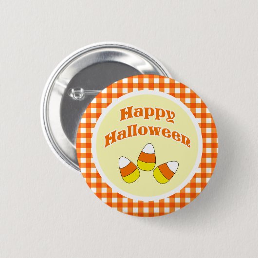 Glücklicher Halloween-Süßigkeits-Mais-Knopf Button (Vorne & Hinten)