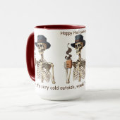 Glücklicher Halloween Tag mit heißem Kaffee. Tasse (Vorderseite Links)