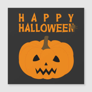 Glücklicher Halloween-Text und Kürbis auf Schwarz Magnetkarte
