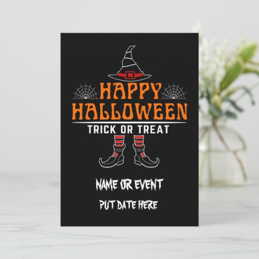 glücklicher halloween trick oder behandeln editier einladung (Stehend Vorderseite)