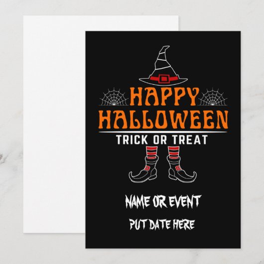 glücklicher halloween trick oder behandeln editier einladung (Vorne/Hinten)