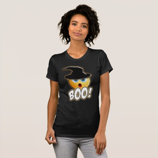 Glücklicher HalloweenBoo - lustiger Emoji Hexe-T - T-Shirt (Vorne ganz)