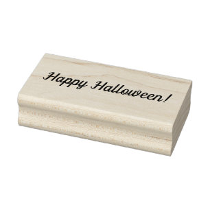 Glücklicher Halloweenhölzerner Block angebrachte Gummistempel