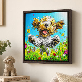 Glücklicher Havanese-Hund Bunte Wildblumenwiese Leinwanddruck