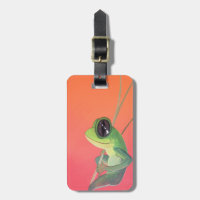 Glücklicher hawaiischer Frosch auf jungem Bambus
