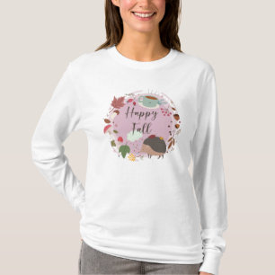 Glücklicher Herbst Gemütlicher Igel Herbstsaison T-Shirt