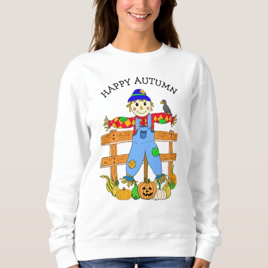 Glücklicher Herbst Halloween Scarecrow und Pumpkin Sweatshirt (Vorderseite)