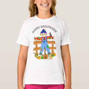 Glücklicher Herbst Halloween Scarecrow und Pumpkin T-Shirt