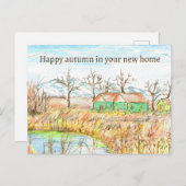 Glücklicher Herbst in neuen Zuhause Real Anwesen C Postkarte (Vorne/Hinten)