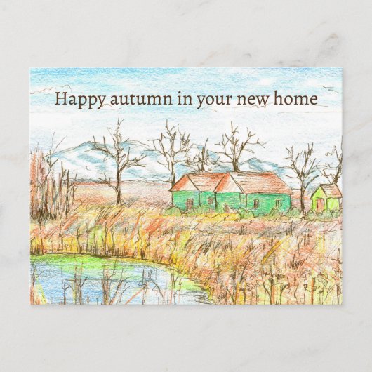 Glücklicher Herbst in neuen Zuhause Real Anwesen C Postkarte (Vorderseite)