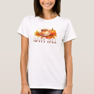 Glücklicher Herbst-Kaffee-Kürbis T-Shirt