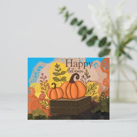 glücklicher Herbst Postkarte (Stehend Vorderseite)