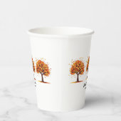 Glücklicher Herbstbaum, Frohes Erntedankfest-Gruß Pappbecher (Rechts)