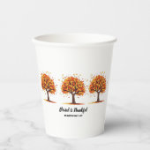 Glücklicher Herbstbaum, Frohes Erntedankfest-Gruß Pappbecher (Vorderseite)